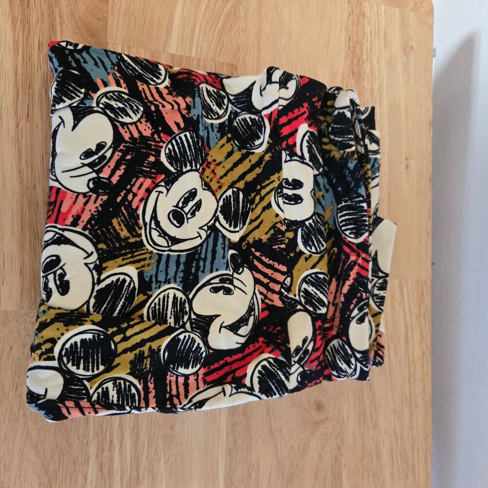 Lularoe Disney Mickey Mouse- Artistic Print- Black, Yellow, Red- Leggings- T/C